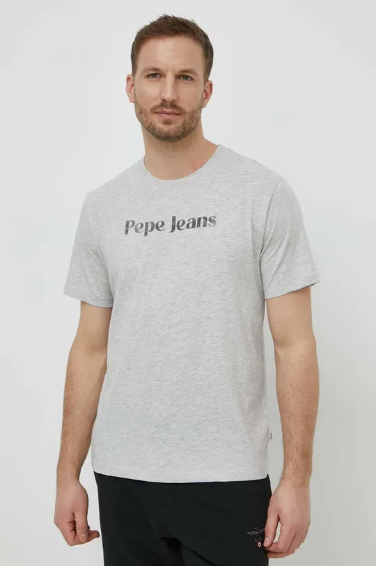 γκρί Βαμβακερό μπλουζάκι Pepe Jeans CLIFTON