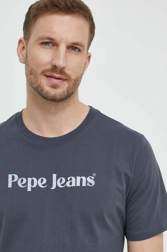 γκρί Βαμβακερό μπλουζάκι Pepe Jeans CLIFTON