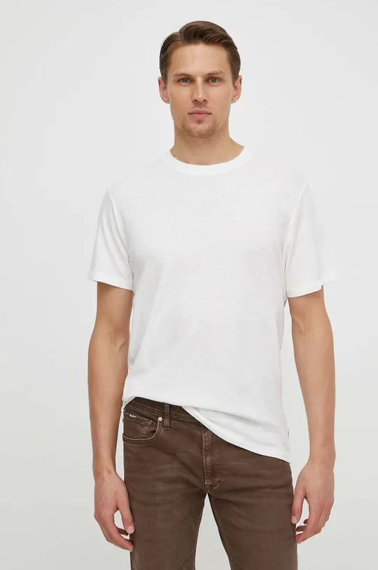 Majica kratkih rukava s dodatkom lana Pepe Jeans CLOY 70% Pamuk, 30% Lan