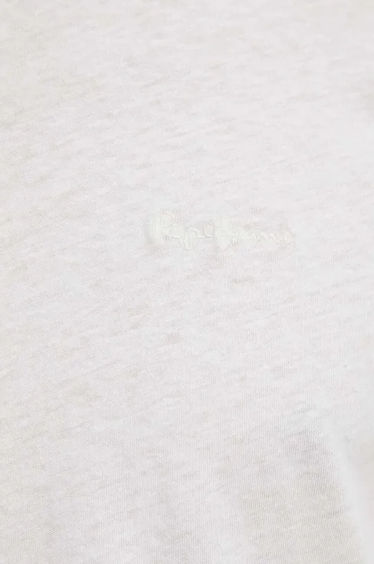 biały Pepe Jeans t-shirt z domieszką lnu CLOY