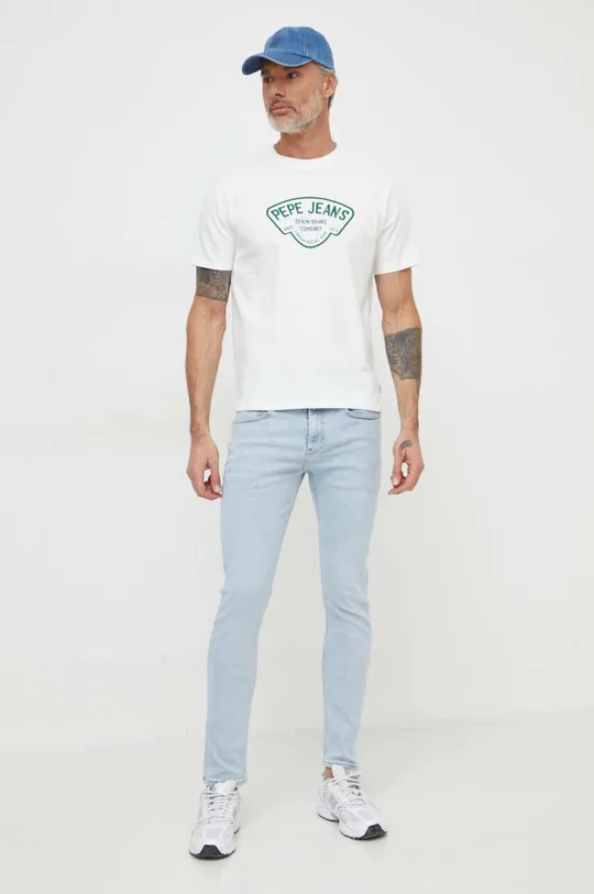 Βαμβακερό μπλουζάκι Pepe Jeans Cherry λευκό