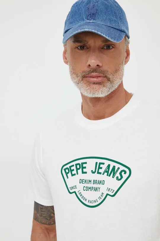 bela Bombažna kratka majica Pepe Jeans Cherry