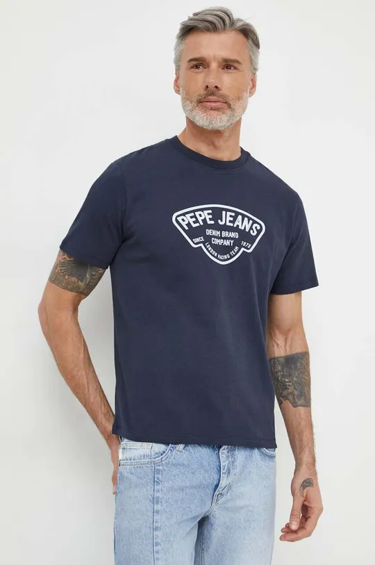 тёмно-синий Хлопковая футболка Pepe Jeans Cherry Мужской