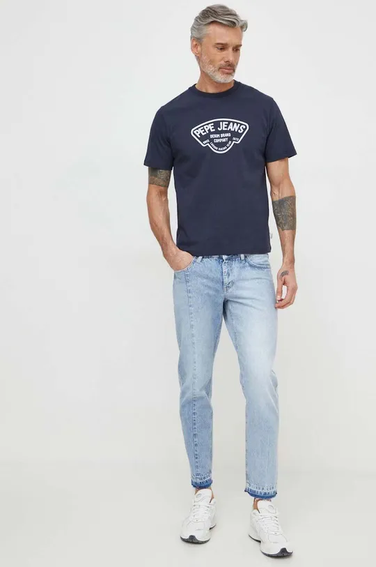 Βαμβακερό μπλουζάκι Pepe Jeans Cherry σκούρο μπλε
