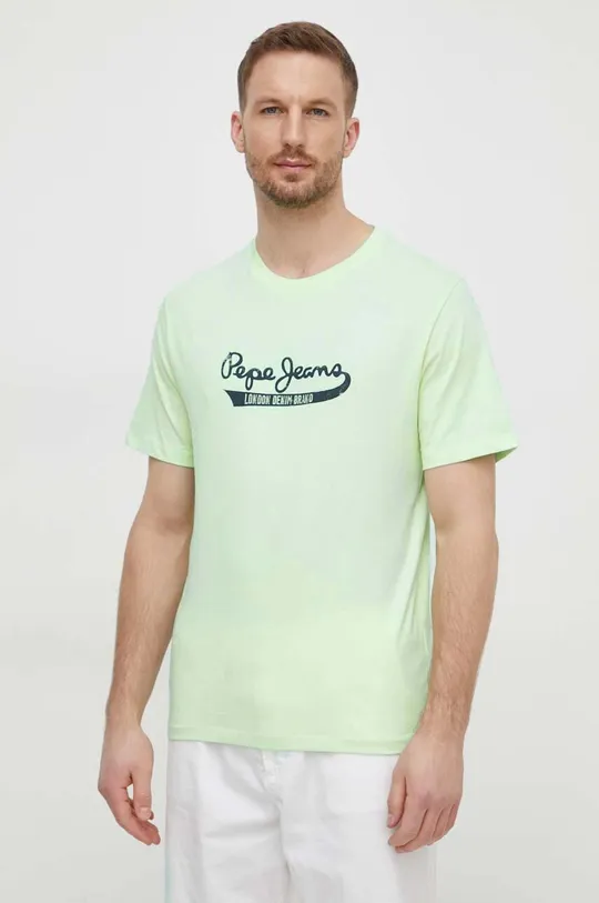 πράσινο Βαμβακερό μπλουζάκι Pepe Jeans CLAUDE Ανδρικά