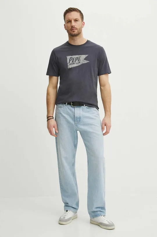 Bombažna kratka majica Pepe Jeans SINGLE CARDIFF siva
