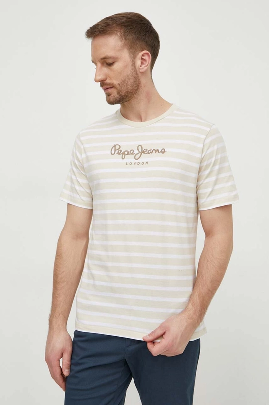 beżowy Pepe Jeans t-shirt bawełniany Męski