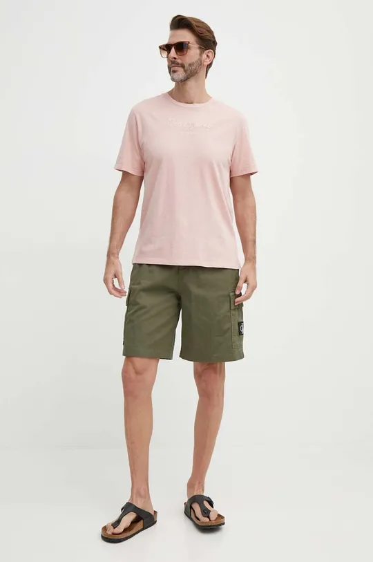 Βαμβακερό μπλουζάκι Pepe Jeans ροζ