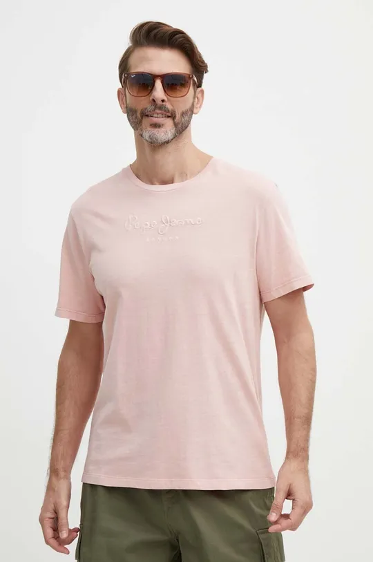 rózsaszín Pepe Jeans pamut póló
