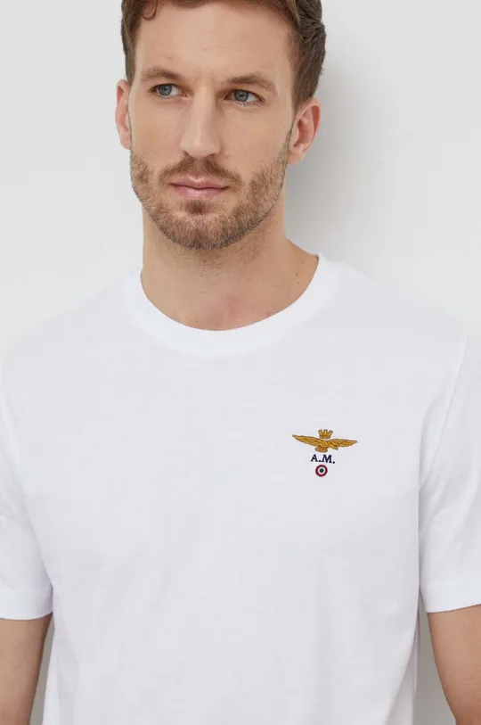 белый Хлопковая футболка Aeronautica Militare