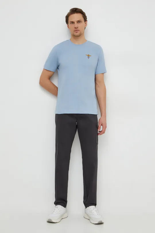 Aeronautica Militare t-shirt bawełniany niebieski