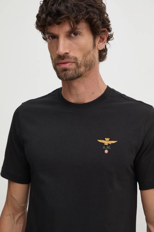 Aeronautica Militare t-shirt in cotone nero TS1580J372