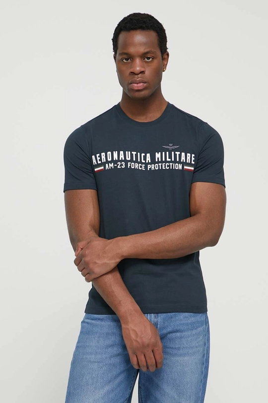 granatowy Aeronautica Militare t-shirt bawełniany