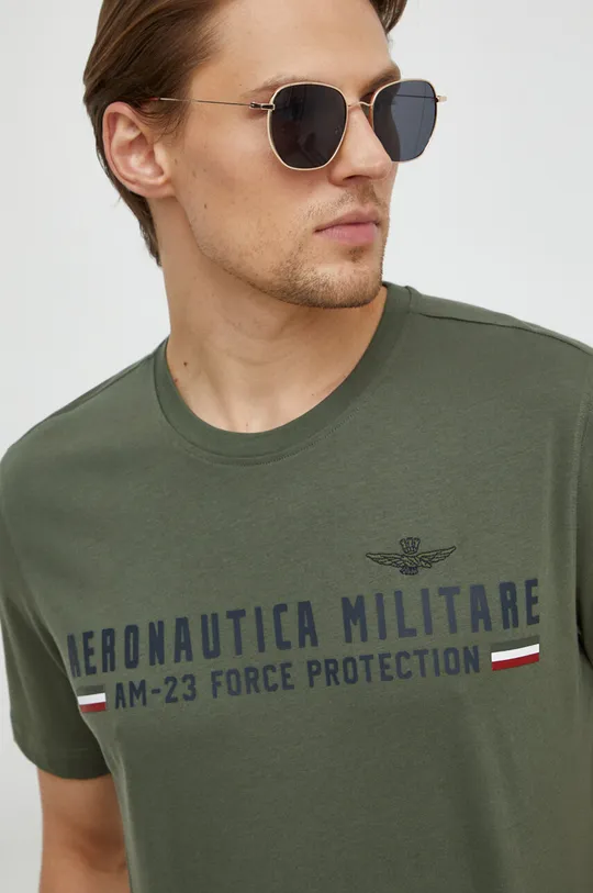 зелений Бавовняна футболка Aeronautica Militare