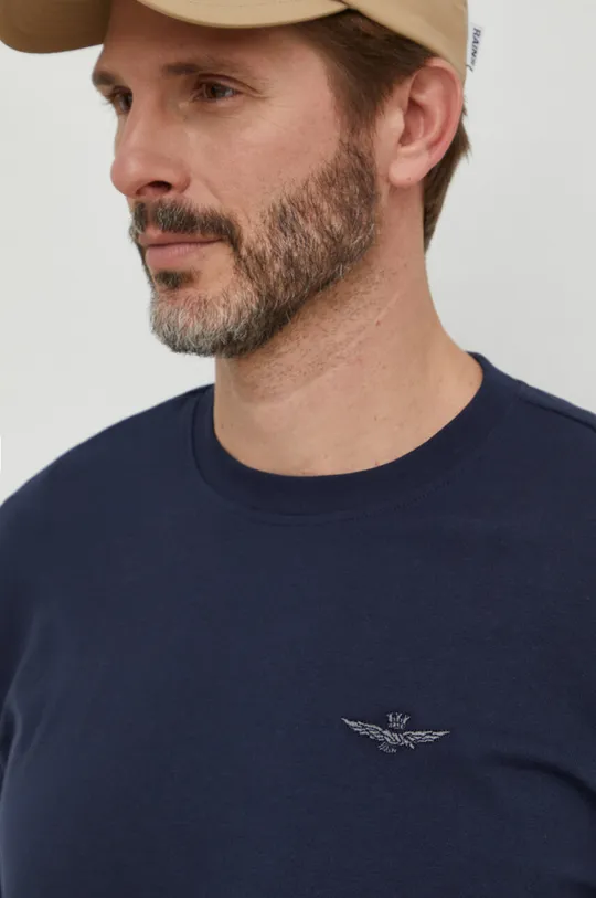 темно-синій Бавовняна футболка Aeronautica Militare