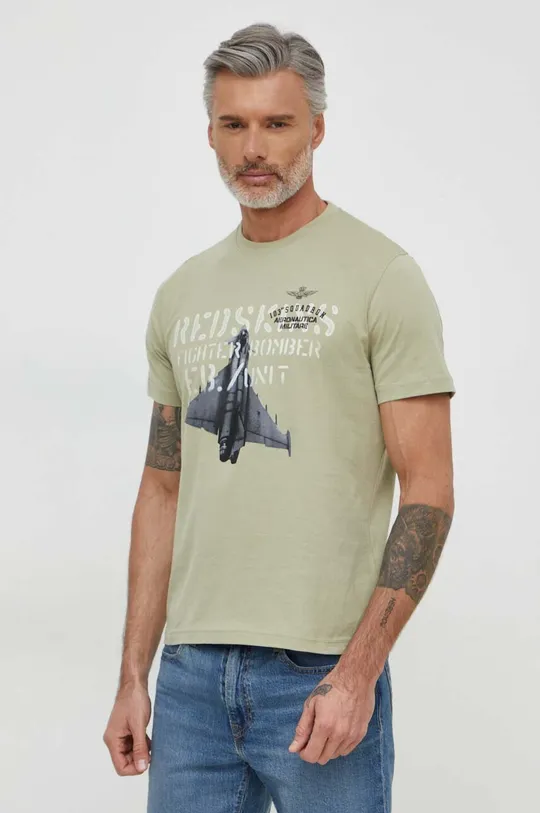 zielony Aeronautica Militare t-shirt bawełniany Męski