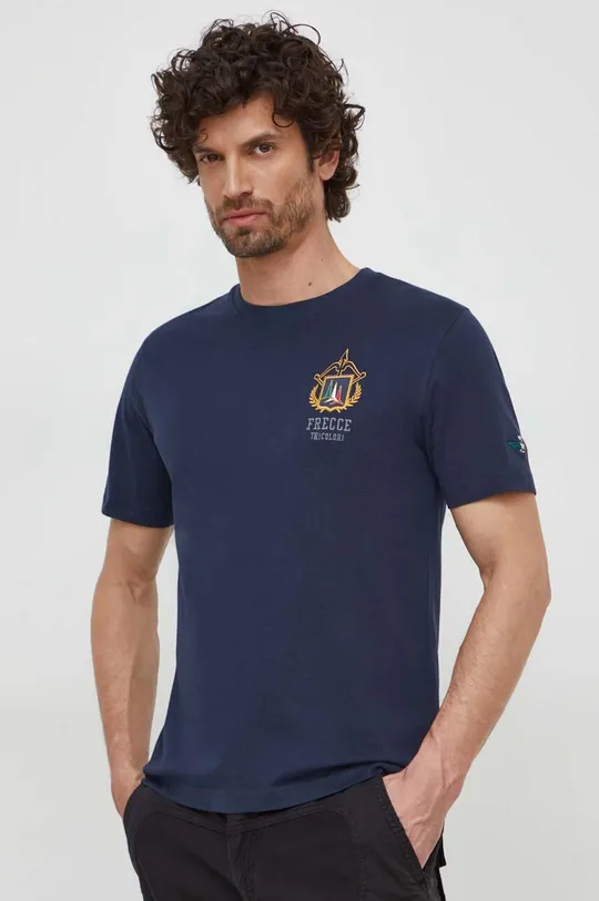 σκούρο μπλε Βαμβακερό μπλουζάκι Aeronautica Militare Ανδρικά