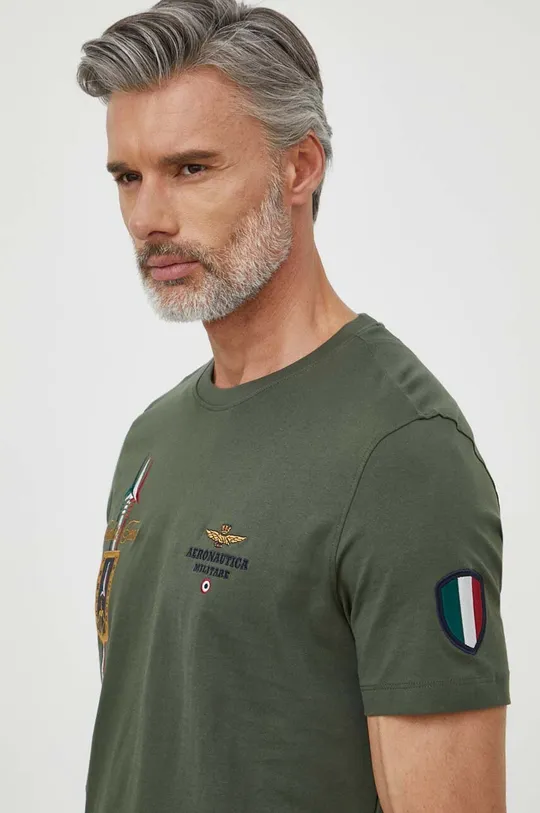 зелёный Хлопковая футболка Aeronautica Militare
