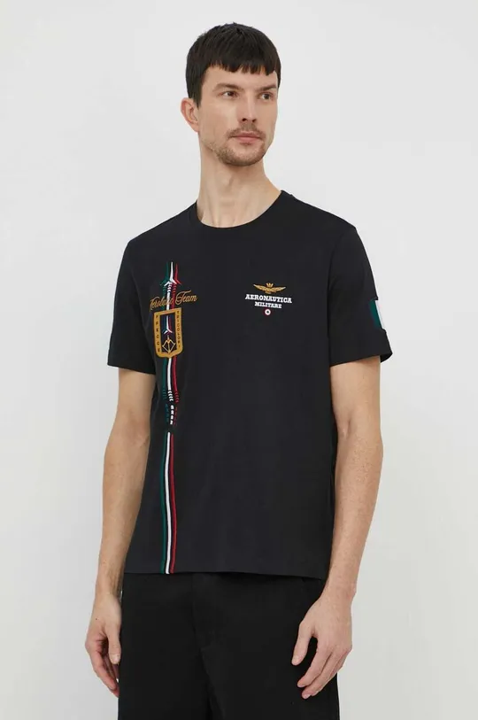 črna Bombažna kratka majica Aeronautica Militare