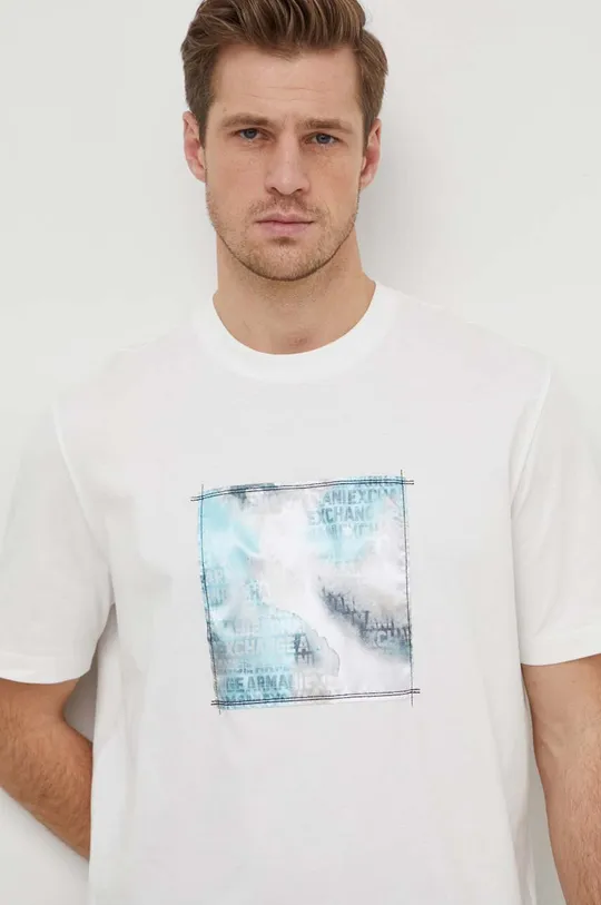 beżowy Armani Exchange t-shirt bawełniany