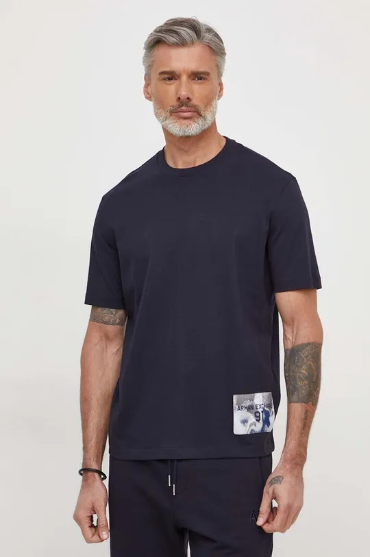 granatowy Armani Exchange t-shirt bawełniany