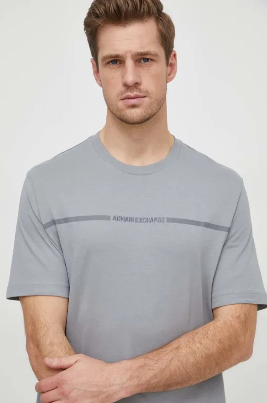серый Хлопковая футболка Armani Exchange Мужской