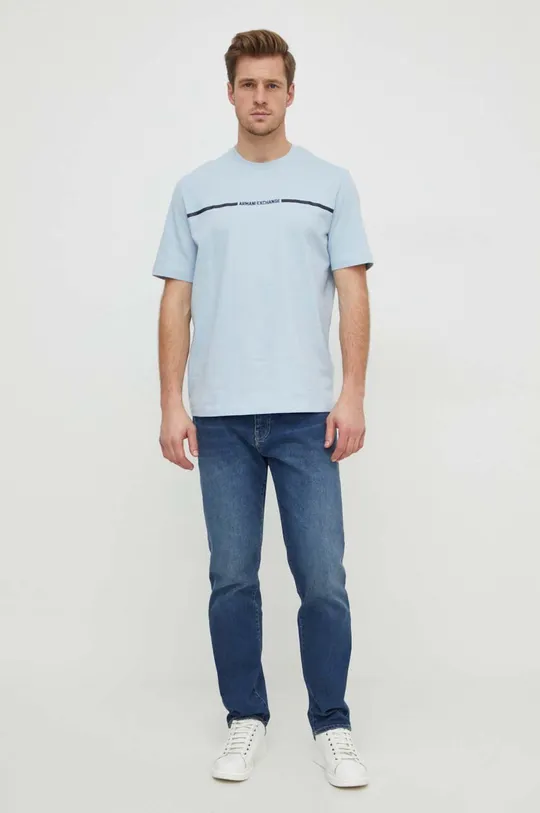 Armani Exchange t-shirt bawełniany niebieski