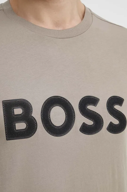beżowy Boss Green t-shirt bawełniany