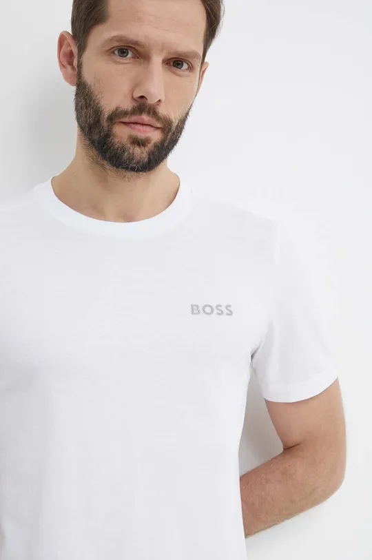 Bombažna kratka majica Boss Green bela