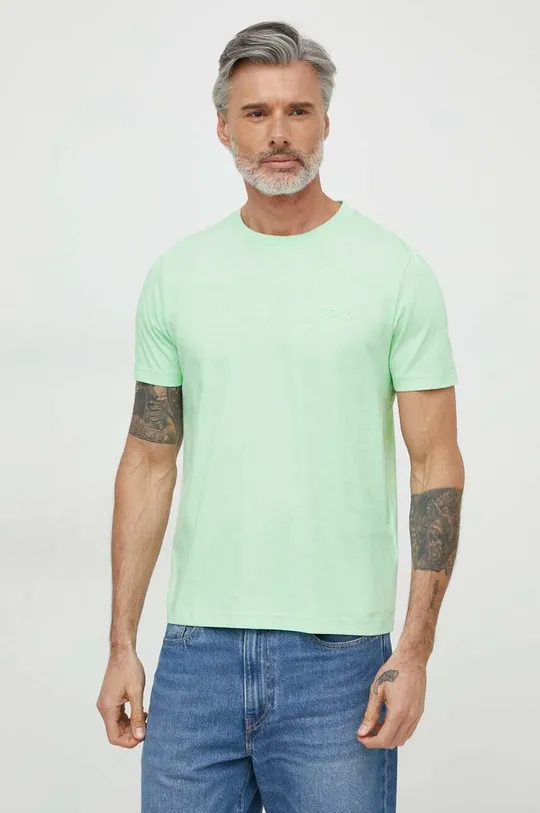 πράσινο Βαμβακερό μπλουζάκι Boss Green Ανδρικά