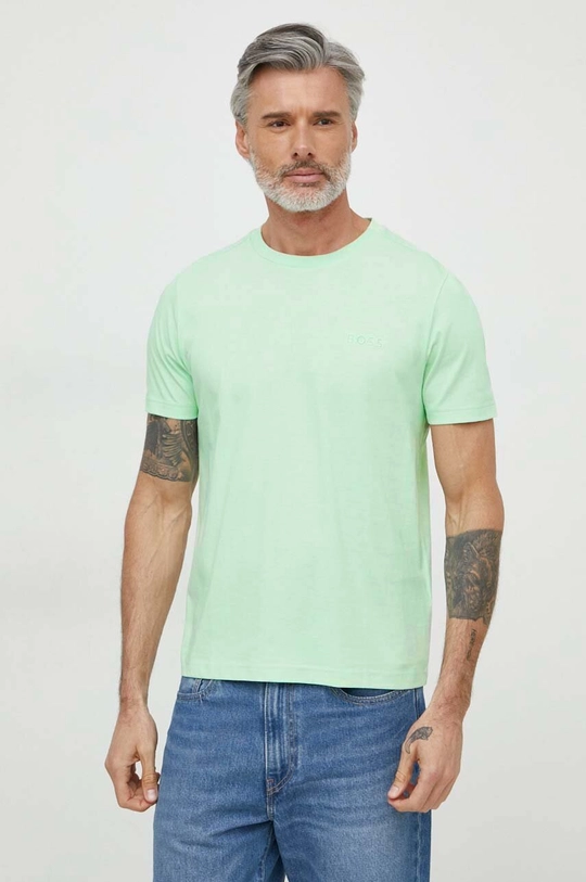 zielony Boss Green t-shirt bawełniany Męski