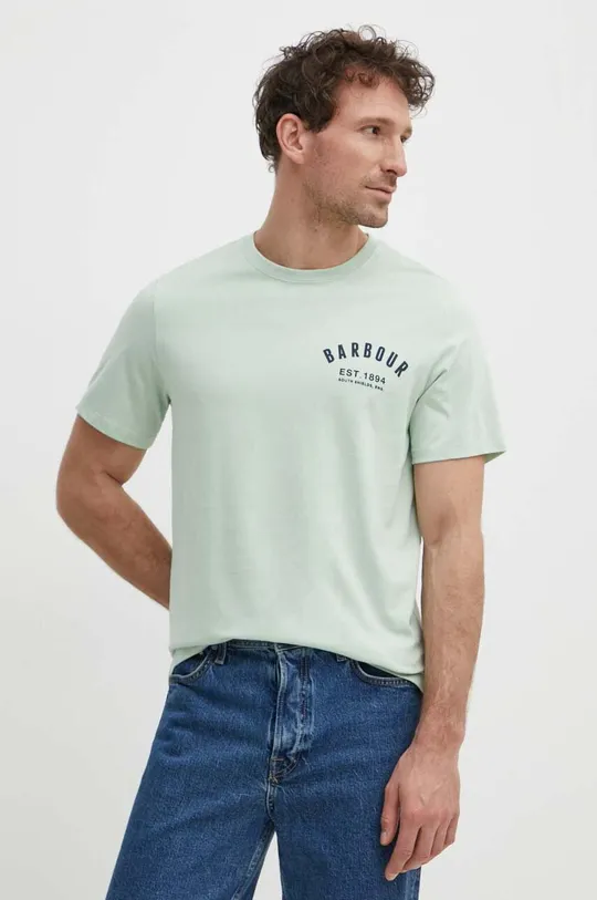 zielony Barbour t-shirt bawełniany Męski