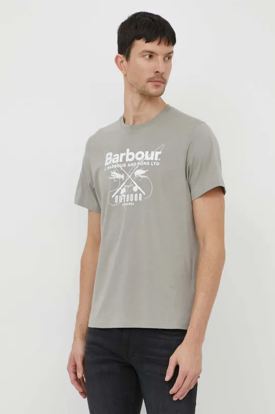 зелений Бавовняна футболка Barbour