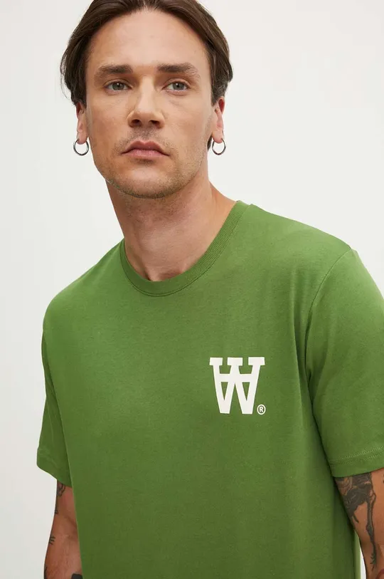zelena Bombažna kratka majica Wood Wood Ace AA Logo