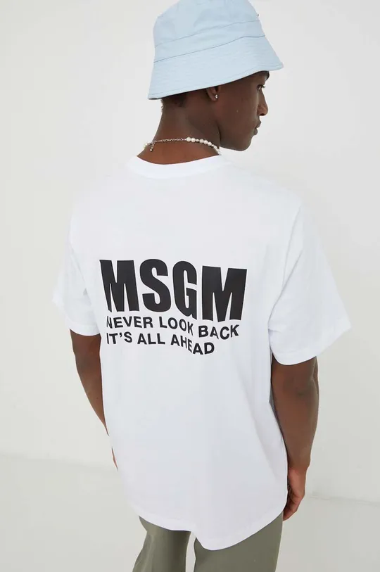 biela Bavlnené tričko MSGM Pánsky