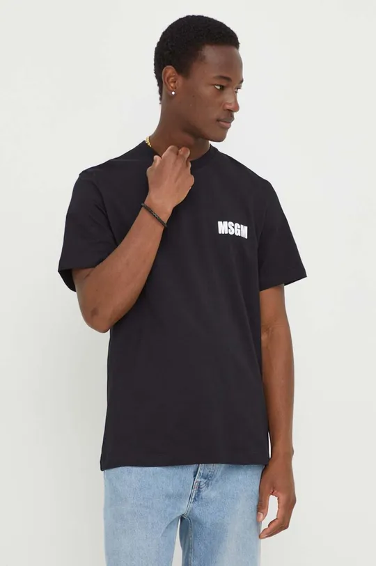 czarny MSGM t-shirt bawełniany