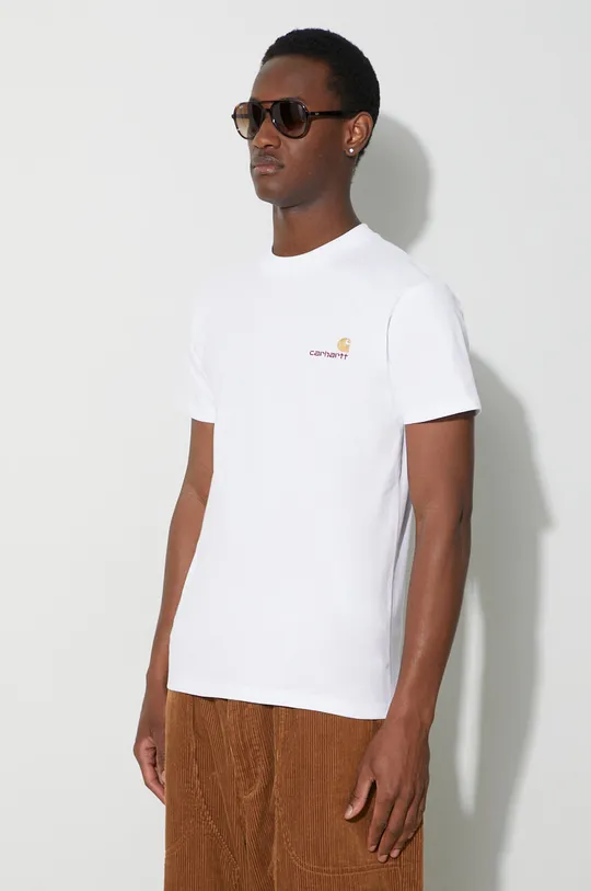 biały Carhartt WIP t-shirt bawełniany S/S American Script T-Shirt