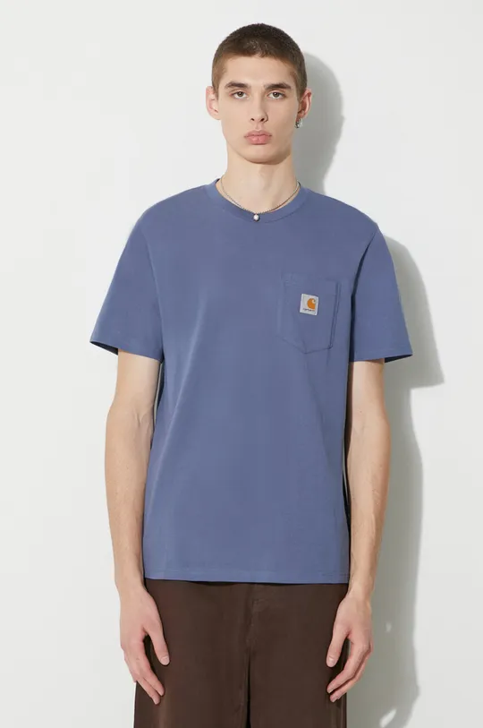 modrá Bavlnené tričko Carhartt WIP S/S Pocket T-Shirt Pánsky