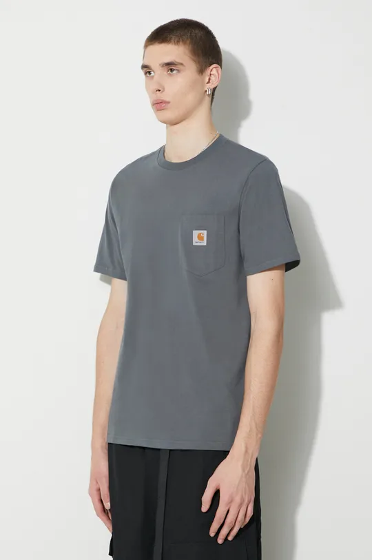 γκρί Βαμβακερό μπλουζάκι Carhartt WIP S/S Pocket T-Shirt