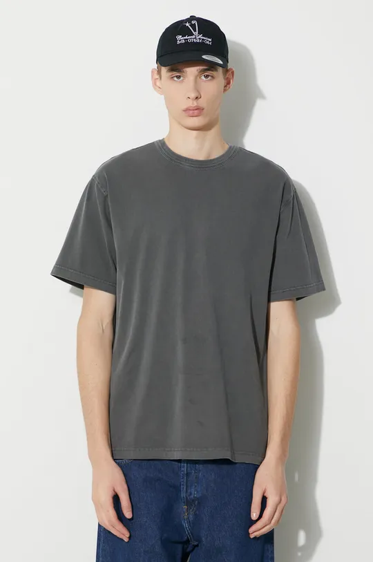 sivá Bavlnené tričko Carhartt WIP S/S Taos T-Shirt Pánsky