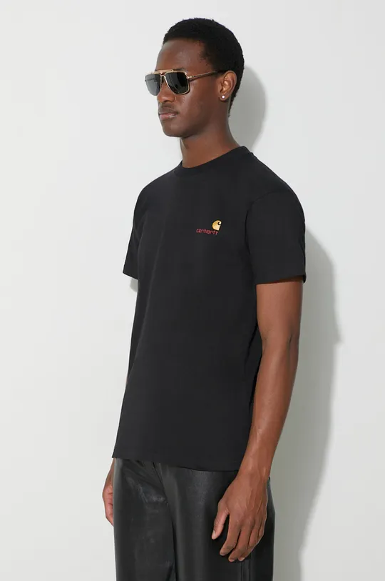 μαύρο Βαμβακερό μπλουζάκι Carhartt WIP S/S American Script T-Shirt