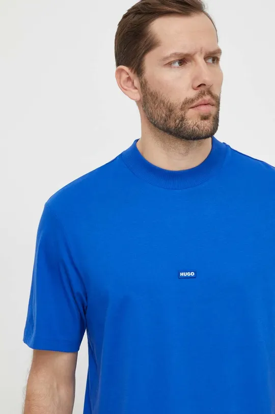 μπλε Βαμβακερό μπλουζάκι Hugo Blue Ανδρικά