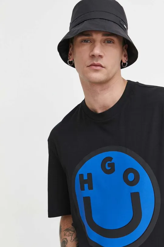 чорний Бавовняна футболка Hugo Blue