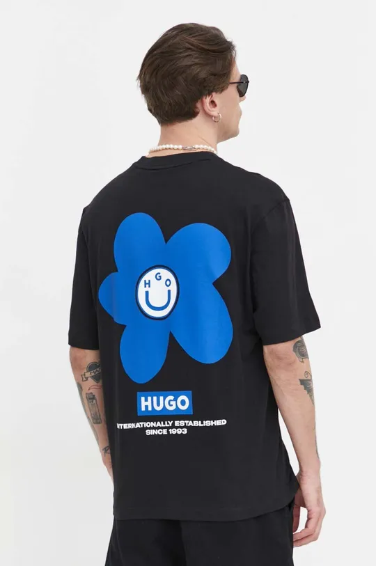 Bombažna kratka majica Hugo Blue 100 % Bombaž