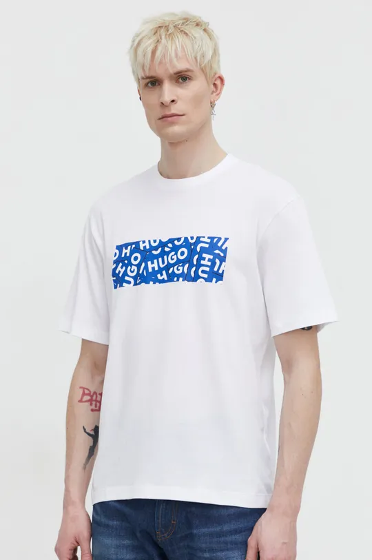 biały Hugo Blue t-shirt bawełniany Męski