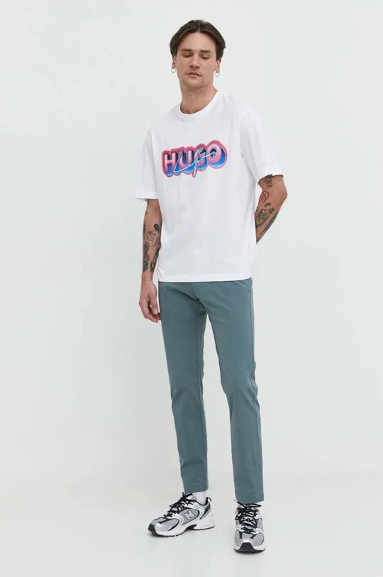 Хлопковая футболка Hugo Blue белый