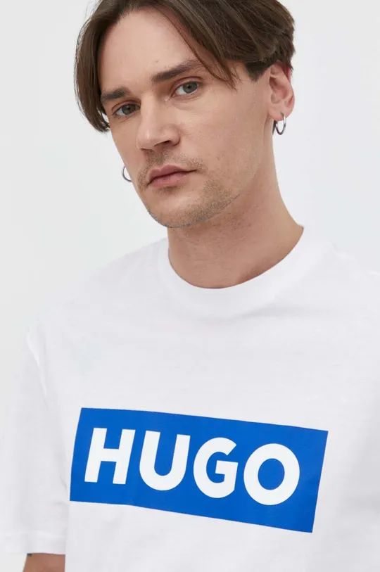 белый Хлопковая футболка Hugo Blue