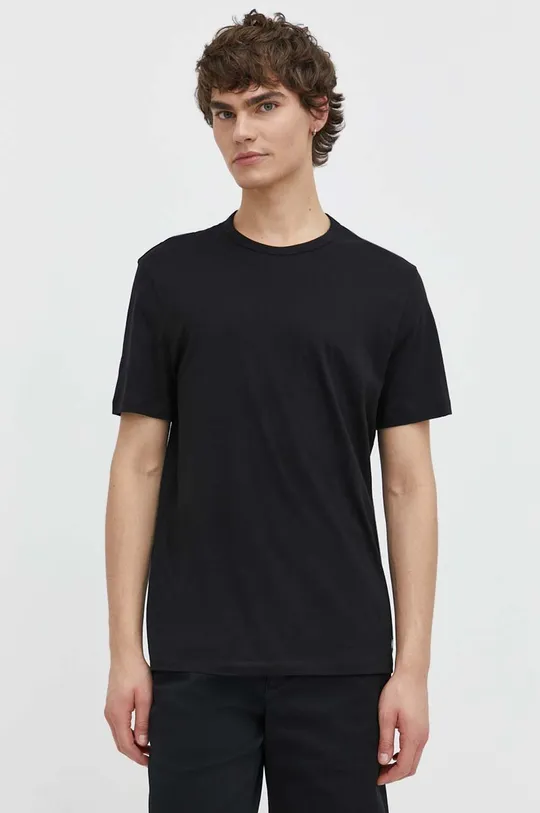 Bavlnené tričko Hugo Blue 3-pak čierna