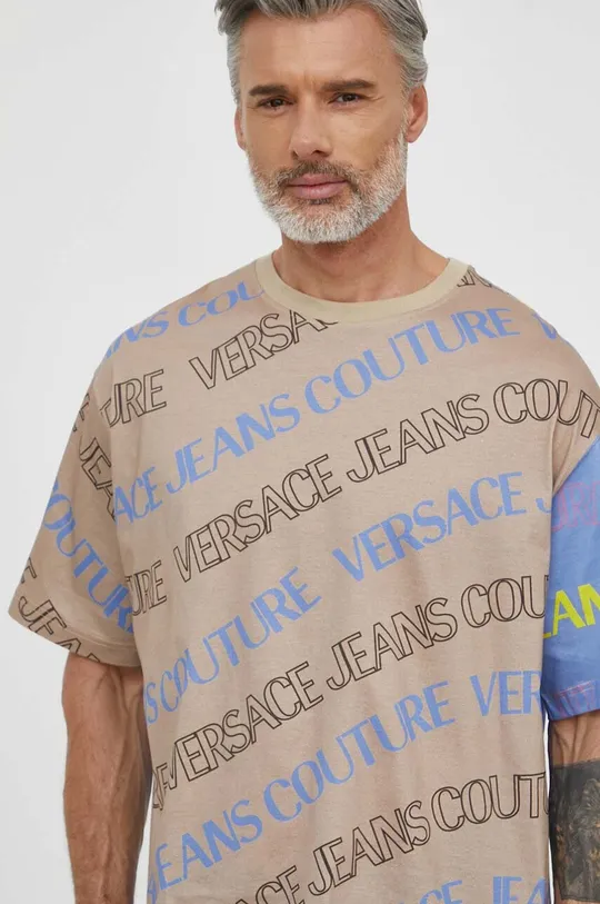 smeđa Pamučna majica Versace Jeans Couture
