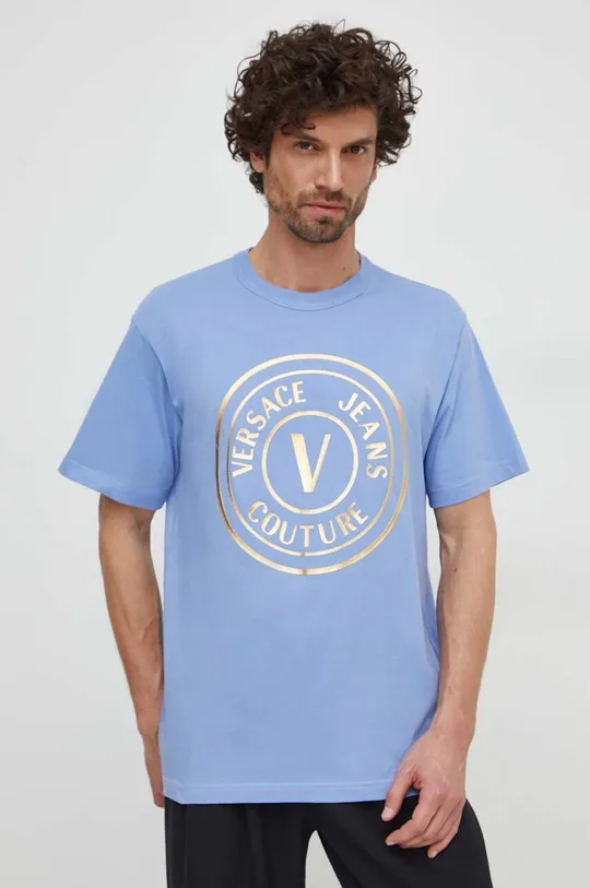 niebieski Versace Jeans Couture t-shirt bawełniany Męski